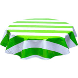 round wide stripe lime green oilcloth tablecloth