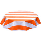 freckled sage round wide stripe orange oilcloth tablecloth