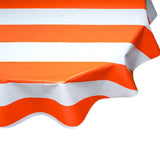 freckled sage round wide stripe orange oilcloth tablecloth