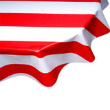 round wide stripe red oilcloth tablecloth
