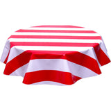 round wide stripe red oilcloth tablecloth