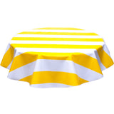 round wide stripe yellow oilcloth tablecloth