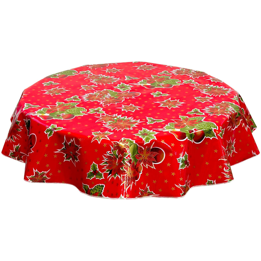 round christmas stars red oilcloth tablecloth