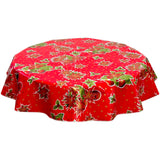 round christmas stars red oilcloth tablecloth