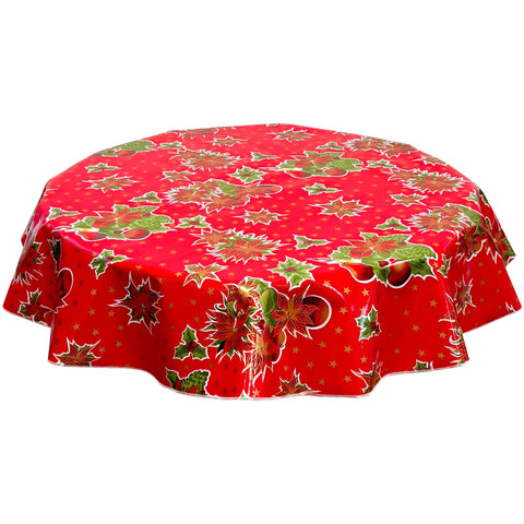 round christmas stars red oilcloth tablecloth