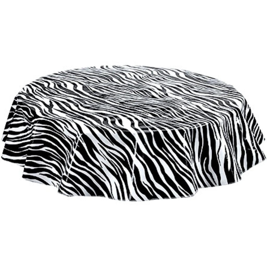 freckled sage round zebra black oilcloth tablecloth