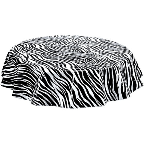freckled sage round zebra black oilcloth tablecloth