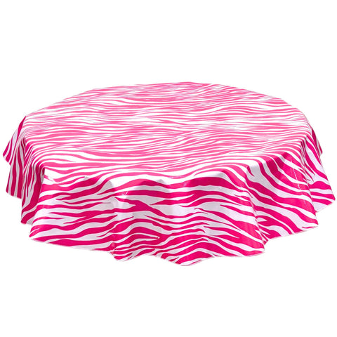 round zebra pink oilcloth tablecloth