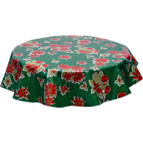 round christmas stars green oilcloth tablecloth