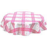 round corn flower pink oilcloth tablecloth