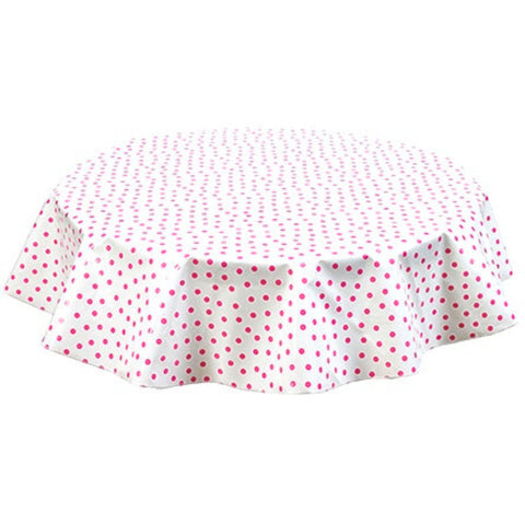 round dot pink oilcloth tablecloth