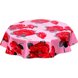 round gardenia pink oilcloth tablecloth