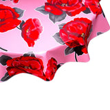 round gardenia pink oilcloth tablecloth close up