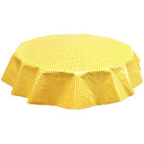 round gingham yellow oilcloth tablecloth