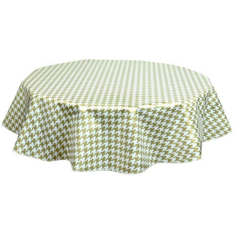 round houndstooth olive green oilcloth tablecloth