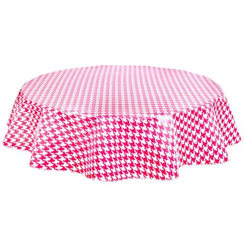 freckled sage round houndstooth pink oilcloth tablecloth