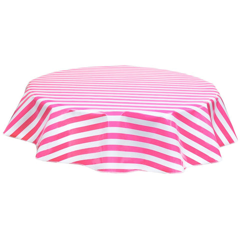 round stripe pink oilcloth tablecloth