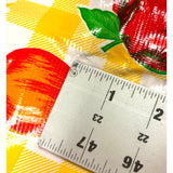 Slightly Imperfect 70x102" Gingham and Fruit Yellow Oilcloth Tablecloth