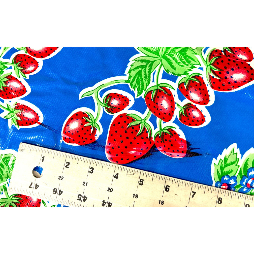 Slightly Imperfect Strawberry Blue Oilcloth Tablecloths
