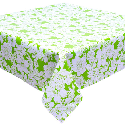 chelsea lime green oilcloth tablecloth with a simple hem