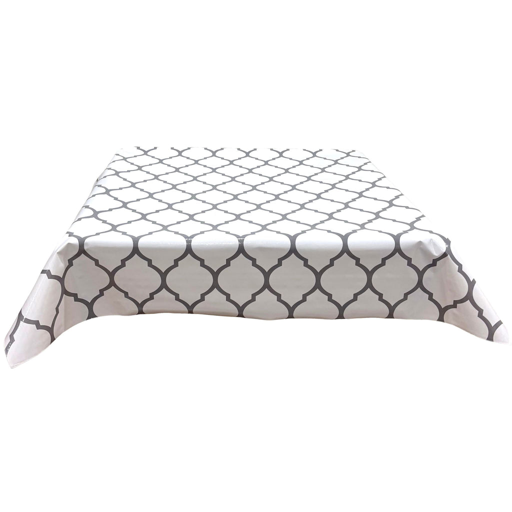 square damask gray oilcloth tablecloth