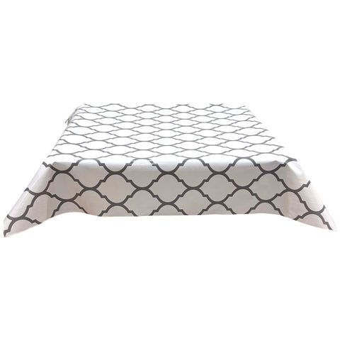 square damask gray oilcloth tablecloth