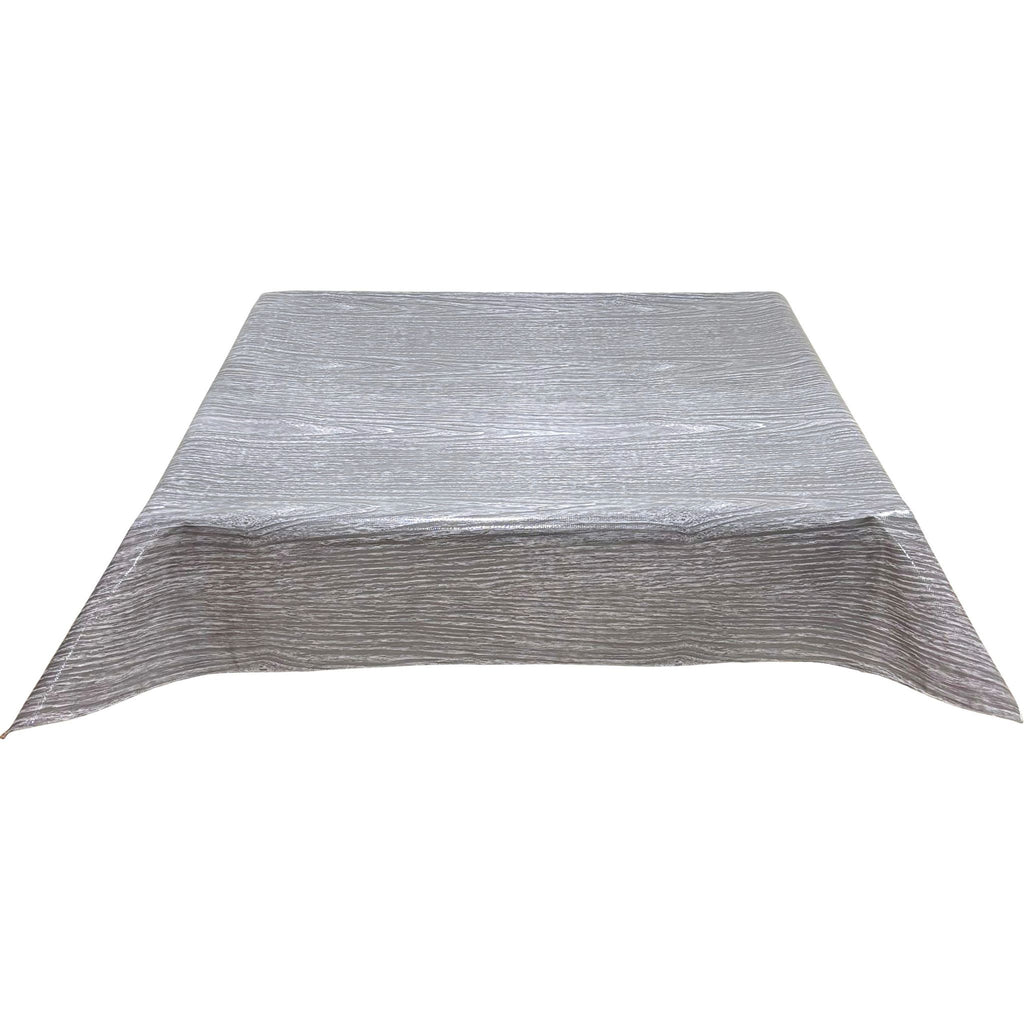 freckled sage faux bois gray oilcloth tablecloth with a simple hem