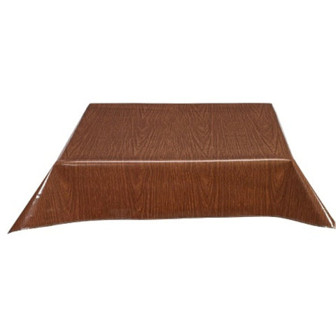 square faux bois teak oilcloth tablecloth