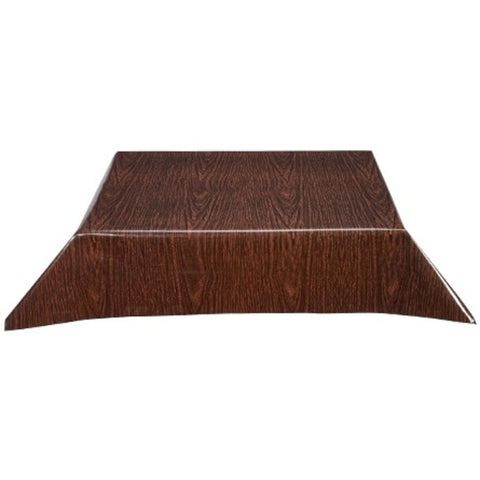 square faux bois walnut oilcloth tablecloth