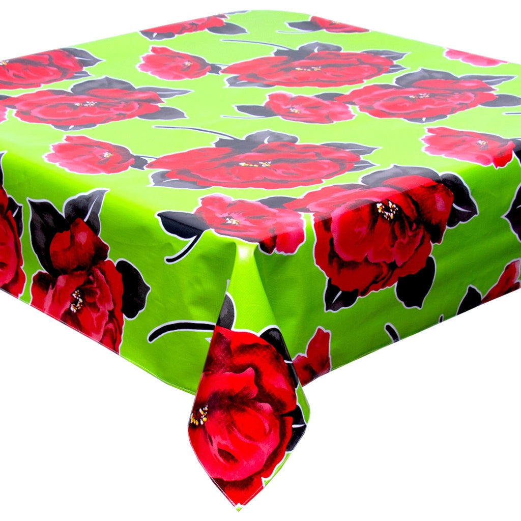 gardenia lime green oilcloth tablecloth with a simple hem