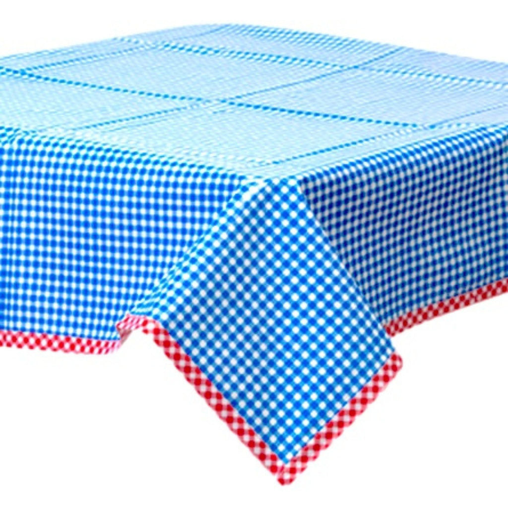 Gingham Blue Oilcloth Tablecloths