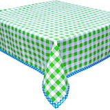 large gingham lime green with blue gingham trim