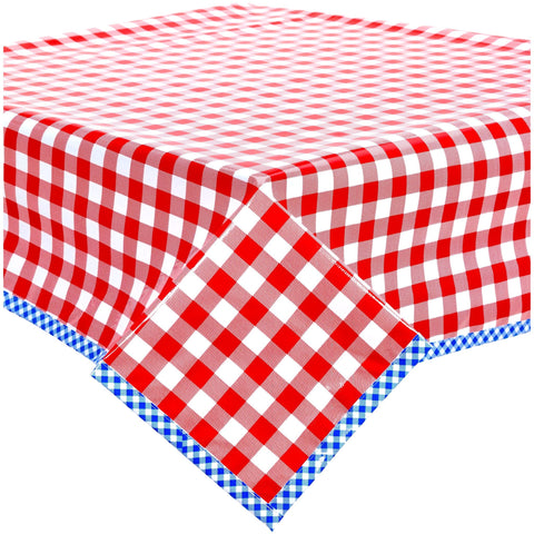 Large Gingham Red Oilcloth Tablecloths