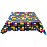 freckled sage rubix fuchsia oilcloth tablecloth with a simple hem