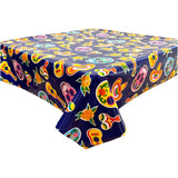 skulls navy blue oilcloth tablecloth