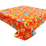 skulls orange oilcloth tablecloth
