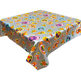 skulls silver oilcloth tablecloth
