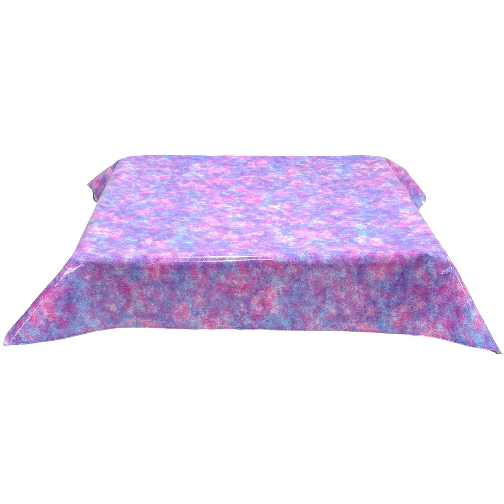freckled sage sponge paint oilcloth tablecloth with a simple hem