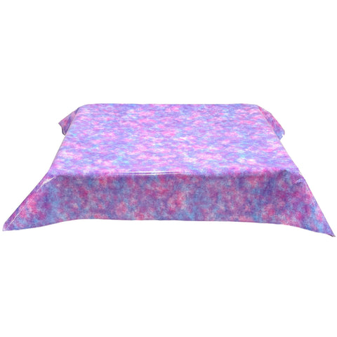 freckled sage sponge paint oilcloth tablecloth with a simple hem