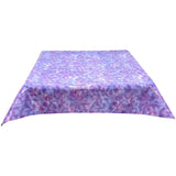 freckled sage sponge paint purple and blue oilcloth tablecloth with a simple hem