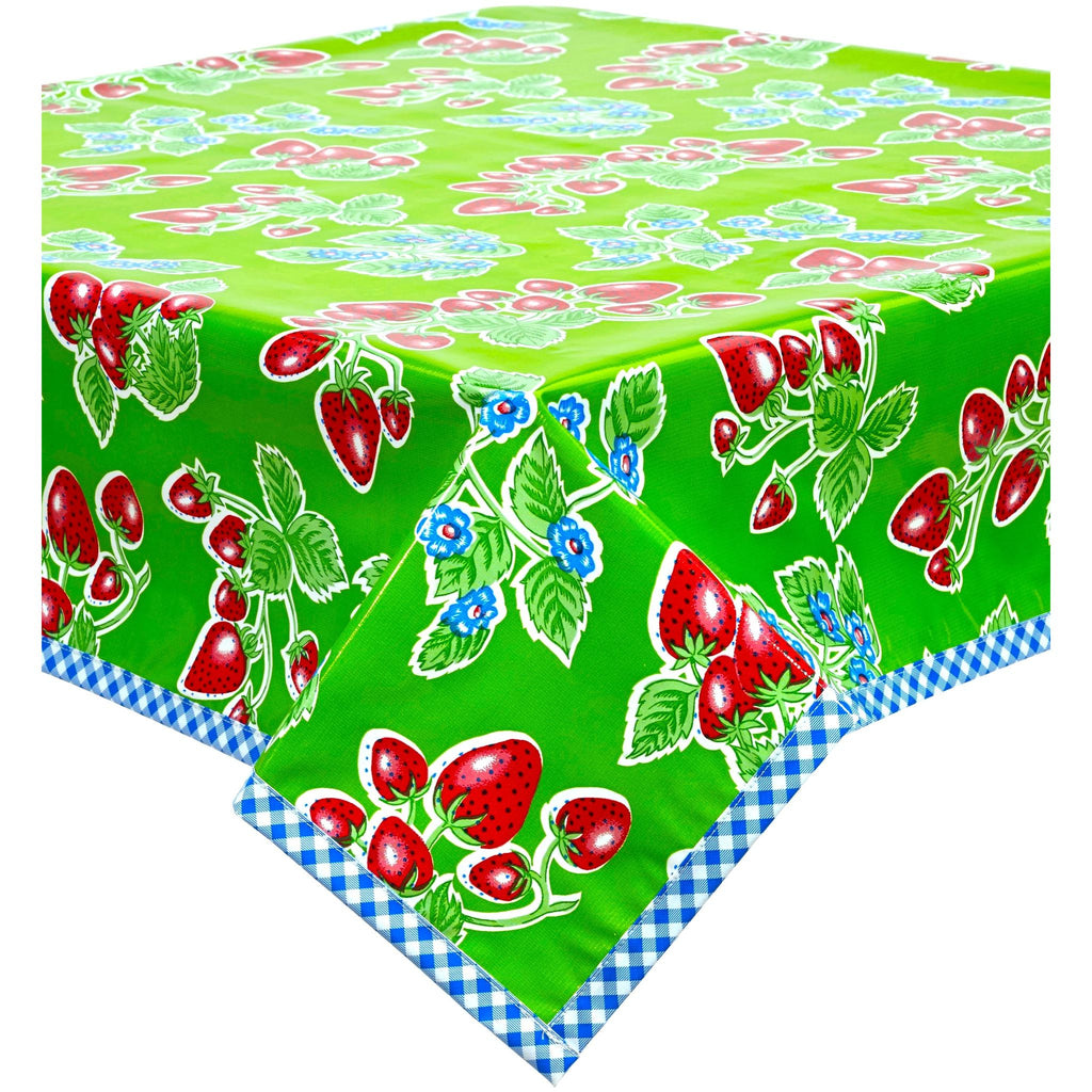 Strawberry Lime Green Oilcloth Tablecloths