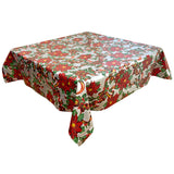 christmas ribbons and holly silver oilcloth tablecloth