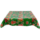 freckled sage christmas stars green oilcloth tablecloth with a simple hem