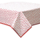 dot red oilcloth tablecloth with red gingham trim