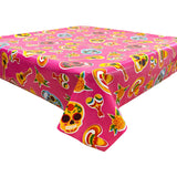 skulls pink oilcloth tablecloth