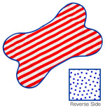 stripe red / dot blue reversible oilcloth dog mat