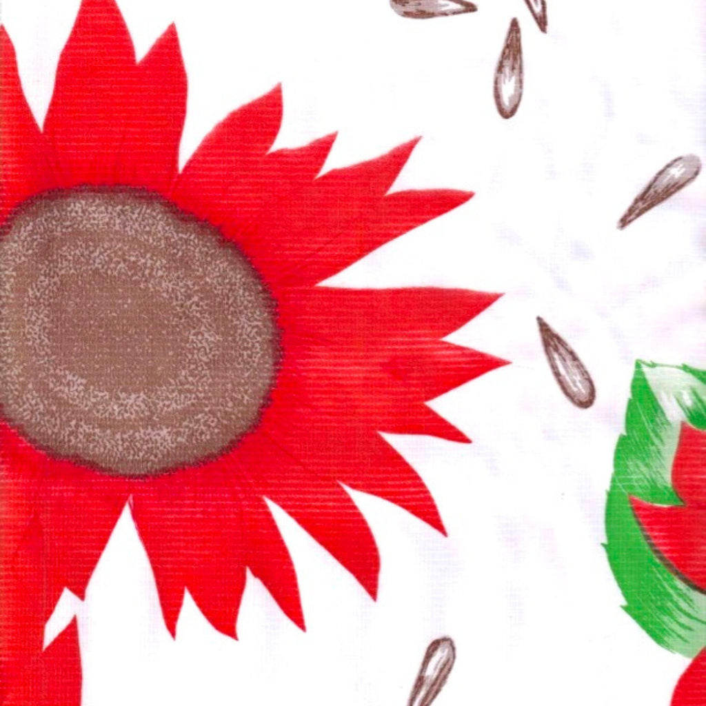 freckled sage sunflower red oilcloth swatch