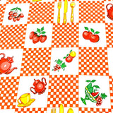 teapot orange oilcloth swatch