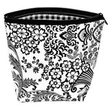 toile black oilcloth cosmetic bag lined with gingham black