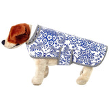 toile navy blue oilcloth doggie raincoat